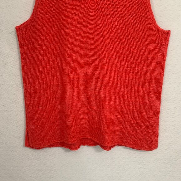 JH Collectibles Top Women 3 Plus Orange Red Open Weave Sleeveless V Neck Vintage - Picture 8 of 11